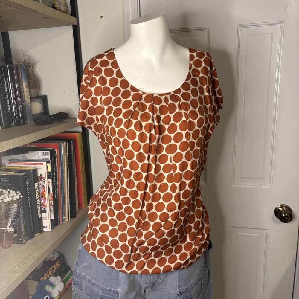 Boden 6 Cream & Rust Polka Dot Blouse - Picture 2 of 7